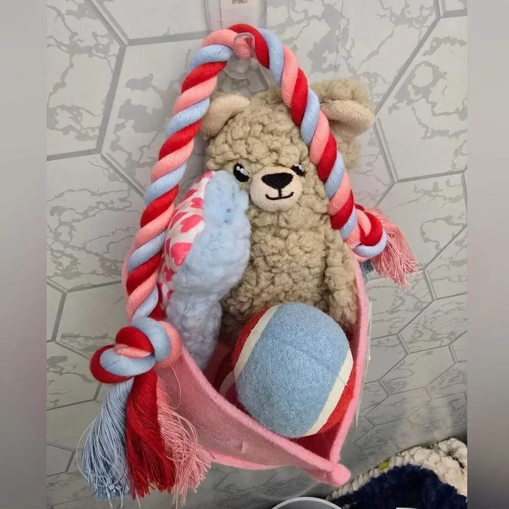 Christmas Easter Valentines Gift Pack Dog Rope Plush Toy Set 5pc Boots & Barkley